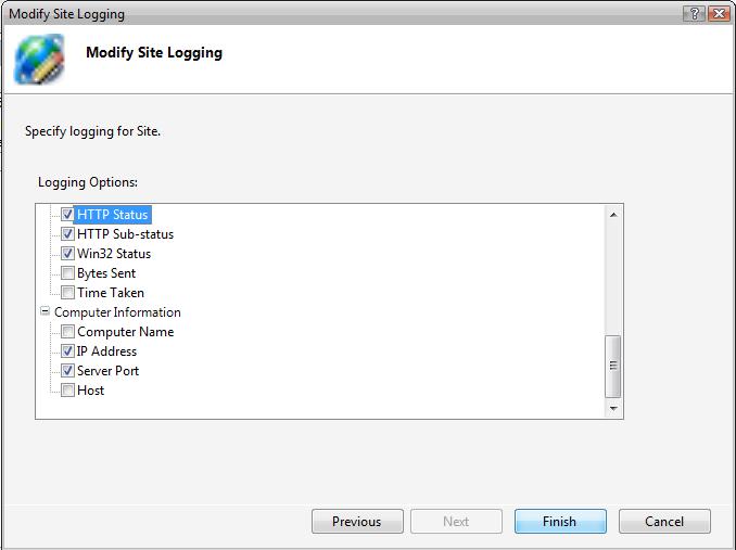 Modify Site Loggings for IIS7